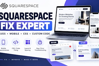fix squarespace bugs, mobile, layout, spacing and custom code issues