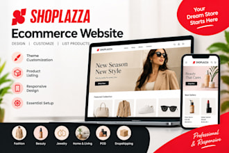 design redesign shoplazza ecommerce website fashion, beauty  jewelry and pod