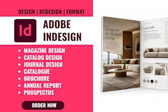 do prospectus catalog, brochure, magazine, journal book formatting on indesign