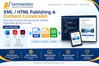 convert and publish your content in XML HTML epub and structured formats