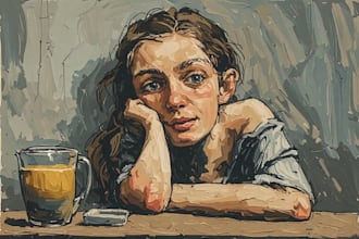 do hand drawn illustration by gouache or oil painting