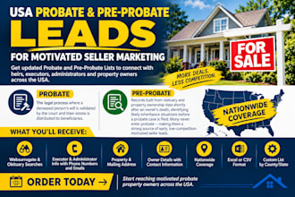 provide usa probate and pre probate lists with heirs phone and emails