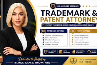 provide professional US trademark and patent filing, search sou, amazon brand