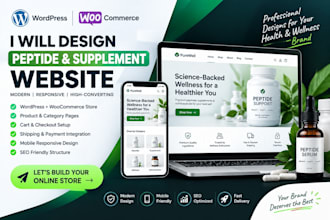 build peptide research website, peptide website, peptide ecommerce website, app
