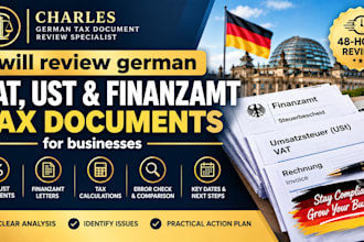 review german vat, ust and finanzamt tax documents for businesses