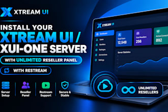 install your xtreamui xuione server with unlimited reseller panel with restream