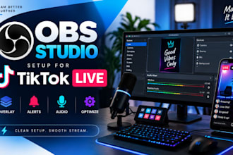 set up obs studio for tiktok live with custom overlay, alerts and audio