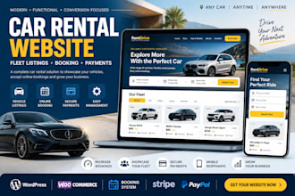 build wordpress car rental website with fleet listings, booking and payments