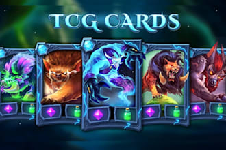 design custom trading cards, tcg cards, game cards and card art