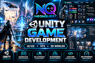 create 3d game UI UX and environment on unity