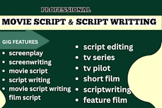 do script writing, screenwriting, feature film script, tv series book adaptation