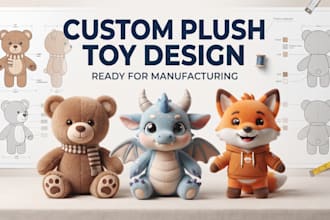 design a custom plush toy ready for manufacturing