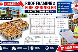 do ontario roof framing and fire sprinkler protection plan for office and school