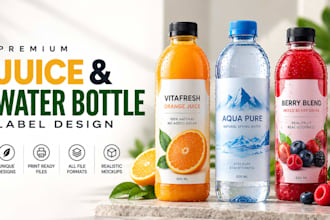 design premium juice and water bottle labels