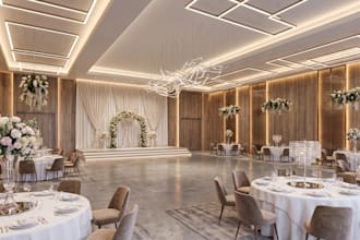 create 3d weeding venue renders 3d stage lighting renders party space by 3d