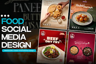design restaurant food social media posts and promotionals