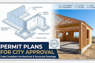 draw permit plans for city approval, floor plans, permit drawings