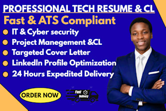write a professional ats tech resume for IT, engineering, cybersecurity