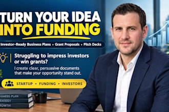 create detail investor ready startup business plan, grant proposal, pitch deck