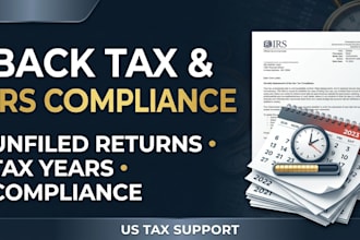 help with US back tax returns and irs tax compliance and w2 1099 1040 filing