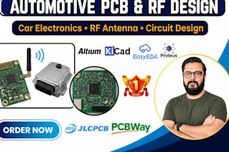design automotive pcb board, rf antenna circuit, and electronic schematic