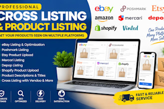 do cross listing, product listing, ebay listing poshmark listing payhip beacons