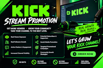 promote twitch and kick promotion for live viewers, subs and twitch affiliate