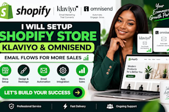 setup shopify store design omnisend klaviyo flow