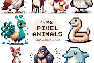 create pixel art animal logo design for gaming and brands