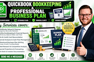 create a professional business plan and do quick books bookkeeping cleanup