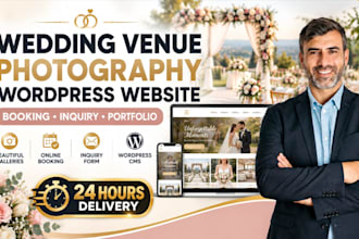 build wedding venue photography wordpress website with booking inquiry portfolio