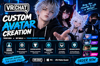 create a unique, high quality vrchat avatar for PC and quest