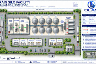 design grain silo facility floor plans and industrial cad layouts