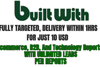 provide unlimited targeted builtwith pro leads in CSV or excel