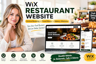 design wix modern restaurant food booking online website, bakery menu website