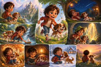 illustrate colorful childrens books with consistent characters