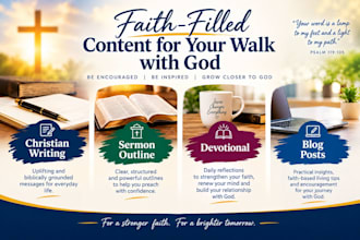 write christian devotionals, sermon outlines,  and blog post