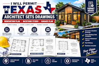permit texas architect sets drawings renovation plan backyard studio garage plan