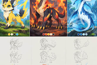 create custom pokemon fakemon character art and creature design