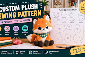create custom plush sewing pattern and stuffed animal pattern