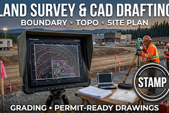create boundary topo site plan grading and permit ready survey drawings