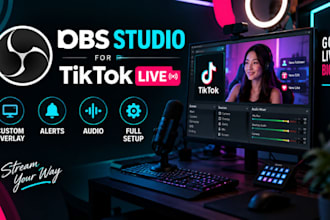 set up obs studio for tiktok live with custom overlay, alerts and audio