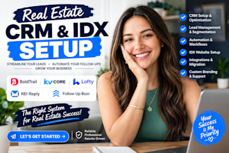 set up lofty CRM, boldtrail, kvcore, rei reply, follow up boss and website