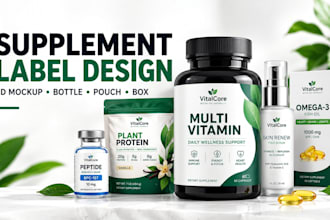 create supplement label product design 3d bottle mockup