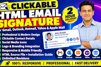 design clickable html email signature for gmail outlook hotmail yahoo and apple