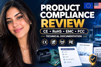 review ce, rohs, emc, fcc product compliance and technical documentation