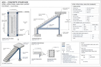 draw permit california steel structural analysis layouts concrete adu staircase