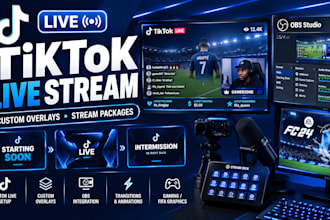 design a custom tiktok live stream overlay and stream package