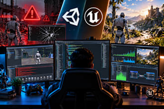 fix game bugs, crashes, errors and optimize unity, unreal engine and ue5