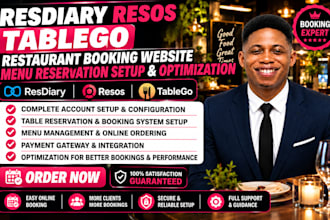 create resdiary resos tablego restaurant booking website menu setup reservation